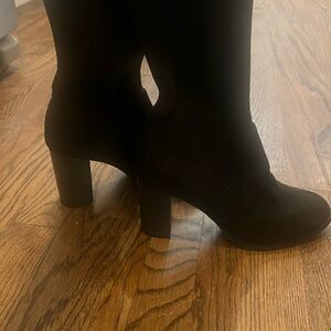 Black Faux suede slouch knee high boots 8M (5.5 UK) M&S Collection.